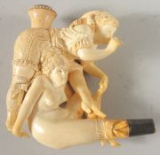 A GOOD AUSTRIAN MEERSCHAUM CHEROOT HOLDER, by LUDWIG HARTMAN & EIDAM WEN, circa. 1880, carved as two