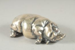 A RUSSIAN SILVER PIG. 2.75ins long. Marks: 84. Head, Faberge I. P.