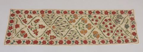 A KIILIM SILK RUNNER.