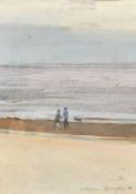 William Bowyer, (1926-2015) British, Figures and a dog on a beach, watercolour, signed and dated '