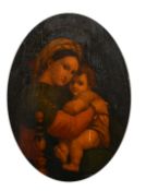 Early 19th Century, After Raphael, 'Madonna della Seggiola', oil on elm panel, Circa 1850, 20.5