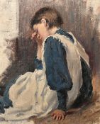 Paul Paul (1865-1937), a study of a young girl seated, oil on canvas laid down, signed, 11
