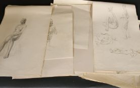 K. M. Ball, Circa 1950, a quantity of life drawings, pencil, some signed, some annotated Slade,