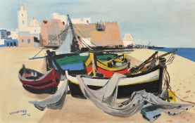 J. Chauffrey (20th Century) 'La Plage d' Hammamet', signed and dated '53, inscription verso, oil