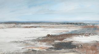 Contemporary School 20/21st Century, An extensive muddy and rocky coastal inlet with figures,