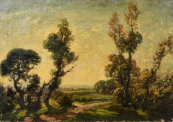 Paul Paul (1865-1937), a valley view between trees, oil on canvas, 16