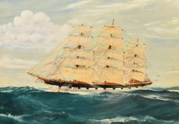 19th/20th Century, A Clipper in full sail, oil on canvas laid on board, 9.25