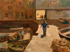 William Atherton Cathcart (20th Century) British, 'Sunshine and Shadow at Falmouth', oil on board,