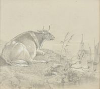 Manner of T.S. Cooper, Three drawings of cows, 4.75