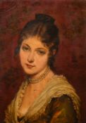 19th Century after Eugene von Blass, head and shoulders portrait of a young lady, oil on canvas,