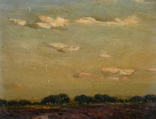 Paul Paul (1865-1937), a study of clouds above a tree-lined landscape, oil on board, 5