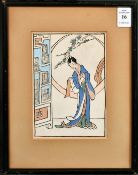 Bertha Boynton Lum (1869-1954) USA, the Chinese Poetress 'Li Yi An', woodcut in colours, 6.5