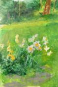 Fred Dubery (1926-2011), a study of daffodils in a park, oil on board, 24