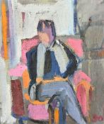 Modern British School, a portrait study of a seated figure, oil on canvas, 12
