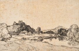 Leonard Russell Squirrell (1893-1979), a river view, etching, signed in pencil, plate size 6.5