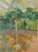 Fred Dubery (1926-2011), a study of a greenhouse interior, oil on board, signed with initials, 21