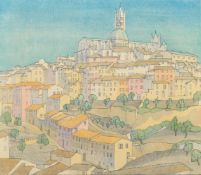 Doris McEwen, The Cathedral, Siena, colour woodcut, signed and numbered 16/100, 12.25