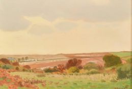 Robert Morson Hughes (1873-1953) British, An extensive landscape with a cottage, oil on board, 10