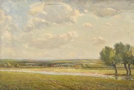 Paul Paul (1865-1937), livestock grazing in an open landscape, oil on canvas, 16