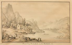 A pair of German views, 'The Island below, Rudera Wohnau, in Lowerzer See' and 'Prospect near