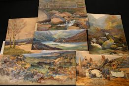 A collection of 19th and 20th Century watercolours, mostly landscapes, sizes from 9.75