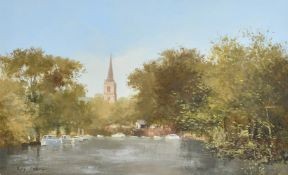 Roy Perry (20th Century) British, 'The Thames at Abingdon, acrylic, signed, 12.5