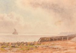 Martin Snape (1852-1930), View across the Solent from Haslar, Gosport, watercolour, signed, 7