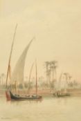 John Varley (1850-1933), 'Grey Morning in the Nile, Cairo', watercolour, signed, 15