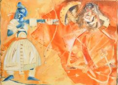 Indian School (late 20th Century), Warriors in combat, watercolour, signed and dated '98, 21