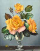Alexander Wilson, 'Yellow Roses', oil on canvas, signed, 12