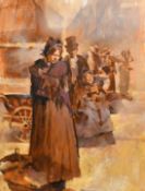 Dean Cornwell (1892-1960) Figures in an American street, oil on board, 26