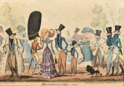 George Cruickshank (1792-1878) British, 'Monstrosities of 1821', hand coloured engraving, 9.5