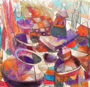 Robert Bevan Slingsby (b.1955) South African, A pair of colourful abstract compositions, acrylic