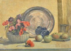 Edmund Harrison Richardson, (Mid-20th Century), a still life of mixed objects, oil on board,