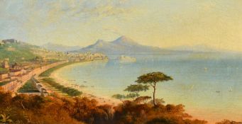 Neapolitan School, late 19th Century, a view of the bay of Naples, oil on canvas, 10