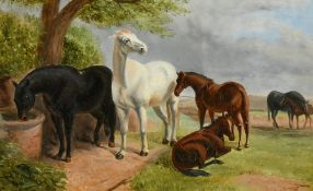 Circle of Herring, a study of six horses, oil, 4.75