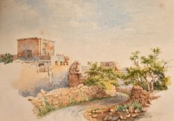Circle of Nicholas Krasnoff, A pair of Maltese views (possible near Rabat) watercolours, 6.5
