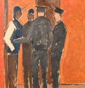 Follower of Vanessa Bell, 'Stop and search', oil on board, 17.75