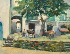 David Ghilchik, 'Main Street, Cadaques (Costa Brava)', oil on canvas, signed, inscription verso, 14