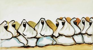 Contemporary Middle Eastern School, A set of three watercolours of Arab figures, all indistinctly
