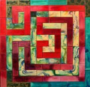 Lia Melia (Conteporary), a geometric construction, mixed technique, 15.25