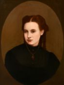 19th Century French School, head and shoulders portrait of a young female, oil on canvas, 23.5