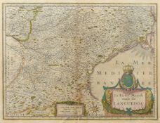 La Partie Meridionale du Languedoc, a hand-coloured 17th Century map, Janssonius, 16