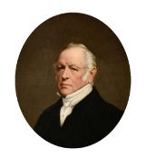 English School (19th Century) Portrait of a gentleman wearing a black jacket and white cravat, oil