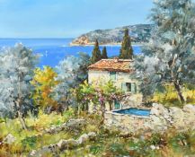 Nicole Leguen (b. 1890) French, a landscape scene of the Cote D'Azur, oil on canvas, signed, 18