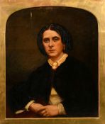 19th Century English School, a head and shoulders portrait of a lady, oil on board, 15