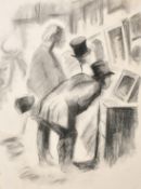 Late 19th Century, probably French school, a scene of gentlemen looking at pictures in an