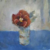 Modern British School, a still life of flowers in a vase, oil on board, indisitinctly signed with