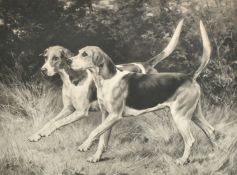 After Thomas Blinks, A couple of Fox Hounds, photogravure, signed in pencil and dedicated, 16.75