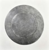 20th Century modern, A study of a pewter charger, graphite on canvas, 36